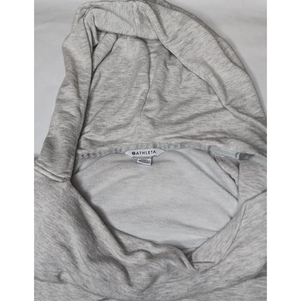Athleta Womens Large Purana Wrap Sweatshirt Gray Heather Ribbed Long Sleeve Top - Picture 9 of 15
